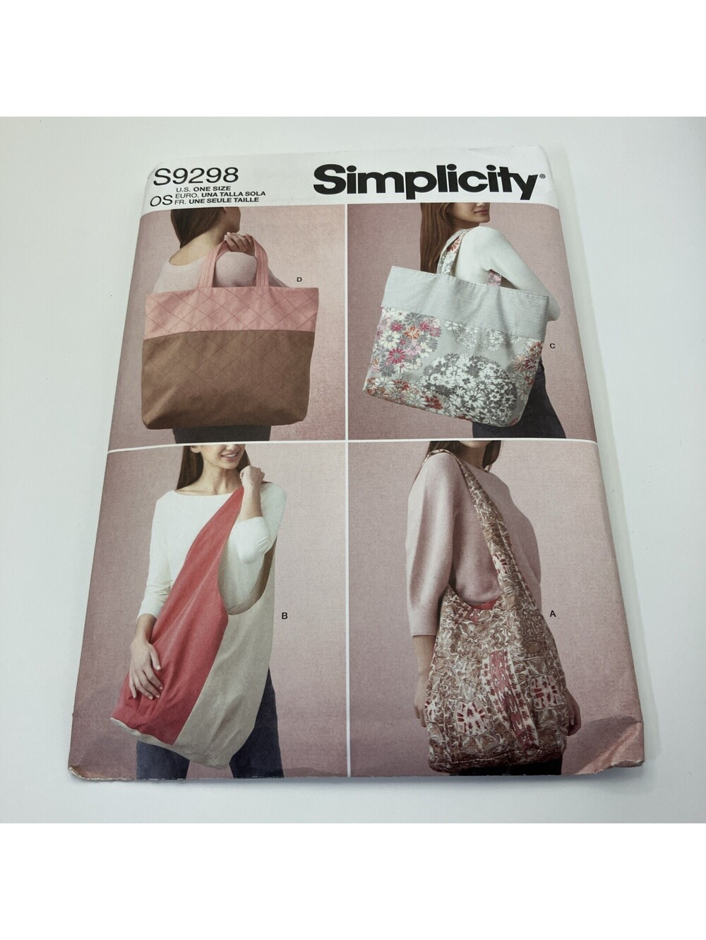 Simplicity One Size Sewing Pattern for Eco Friendly Tote Bags Crafting 4 Styles
